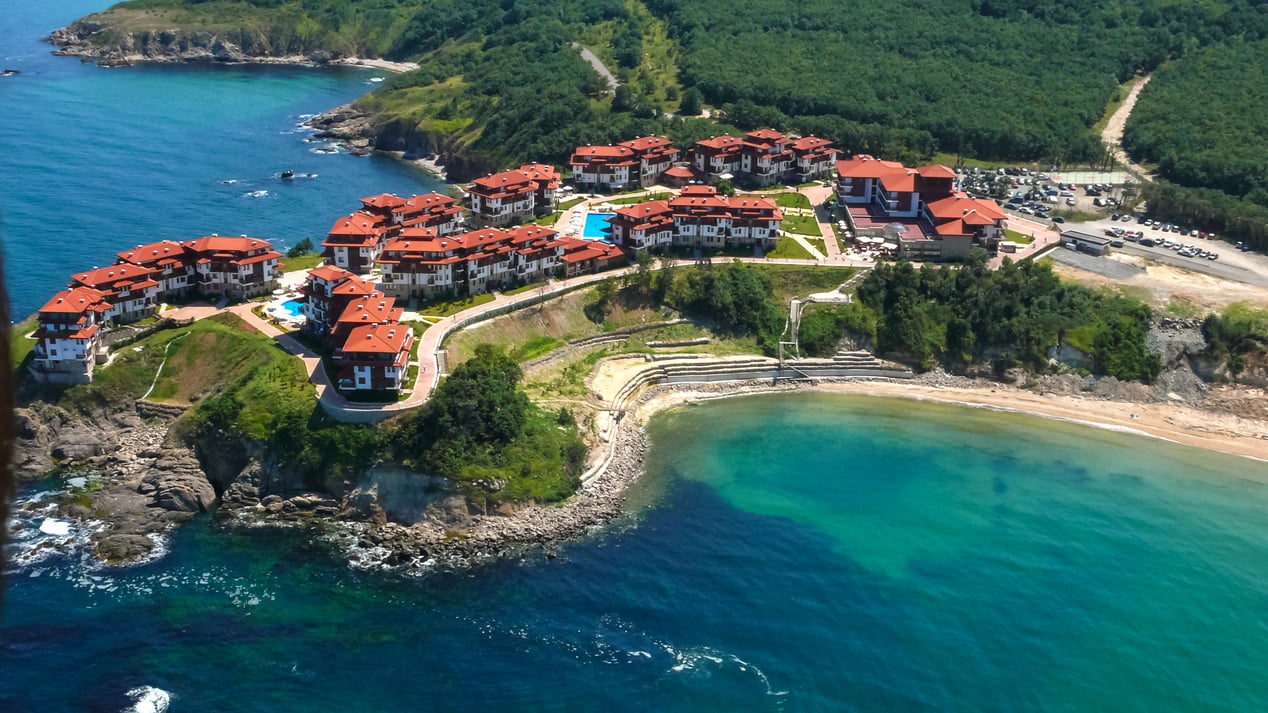 Aerial view of Arkutino Region near resort of Dyuni, Bulgaria